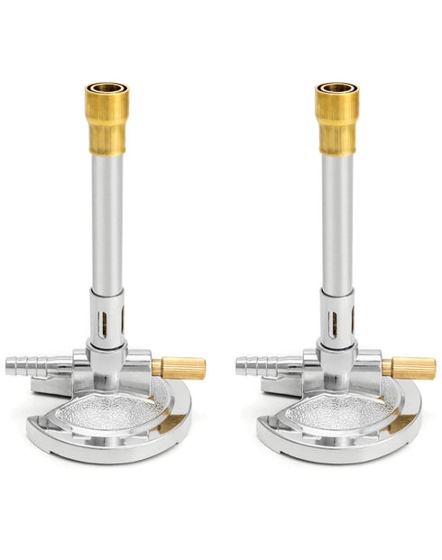 QWORK Lab Bunsen Burner with Flame Stabilizer, Gas Control for Efficient Heating, Pack of 2
