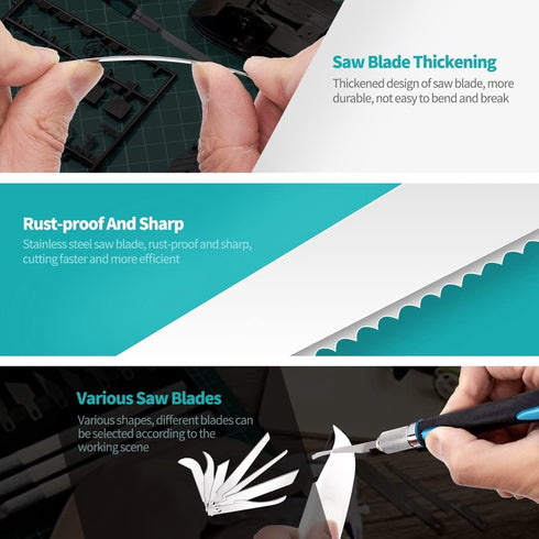 Model Craft Hand Saw Kit with 14PCS Saw Blades, DIY Mini Razor Saw Tool for Handcrafted Models and Fine Cutting