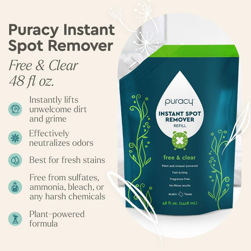 48 Oz (Pack 1) Puracy Laundry Stain Remover for Clothes Laundry - Carpet Stain Remover Carpet Spot Cleaner Couch Stain