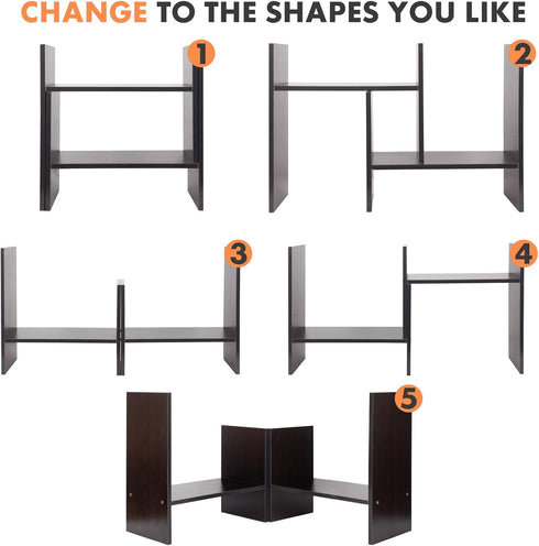 ShellKingdom Desk Shelf Organizer, H-Shaped Desktop Shelves, Adjustable Desktop Corner Shelf, Bookshelf Storage Rack