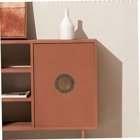 DOITOOL Chinese Zodiac Brass Console Table Plate Decorative Cabinet for Bathroom Storage and Pantry Antique Finish