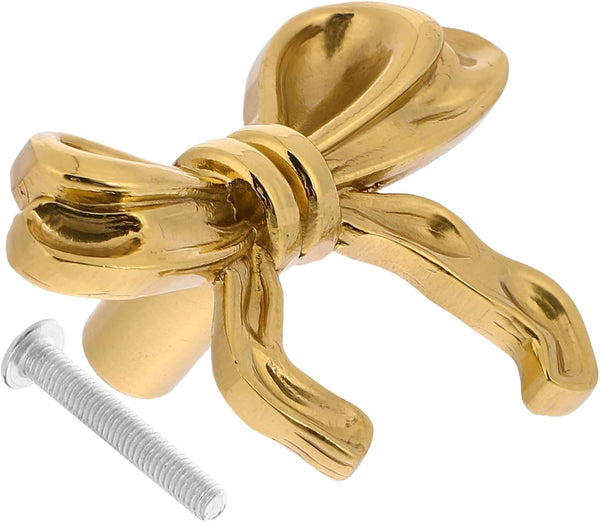 Adorainbow Brass Bowknot Cabinet Pull Handle, Small Bow Drawer Knobs, 50x35x25mm, Decorative Bow