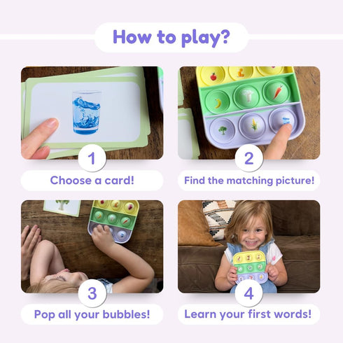 The Fidget Game Popplers, Matching Memory Game for Toddlers Early Learning & Educational Fidget Toy, Food & Farm