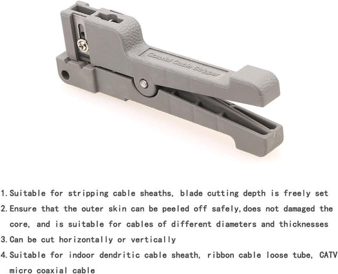 Fiber Optic Tool Cable Stripper, 45-162 Buffer Tube Coaxial Cable Stripper Hand Tool