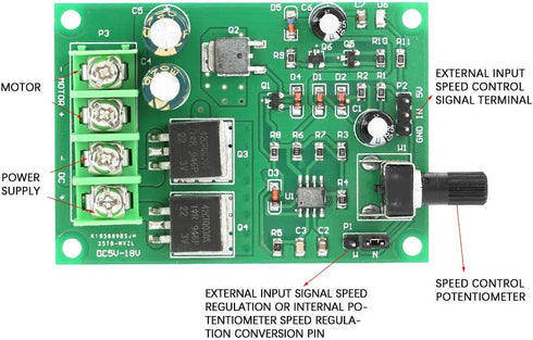 YWBL-WH DC5-18V Motor Speed Controller | High Power PWM DC Motor Driver Board