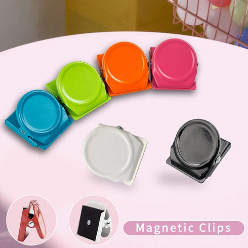 Magnetic Clips - Strong Refrigerator Magnets, Whiteboard Wall Fridge Memo Note Clips, Multicolor (8 pcs)