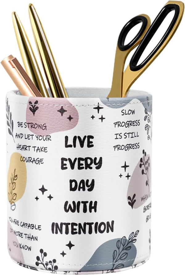 WAVEYU Desk Pen Holder Organizer, Cute Pencil Holder Cup, Multi-Functional Makeup Brush Holder for School Office