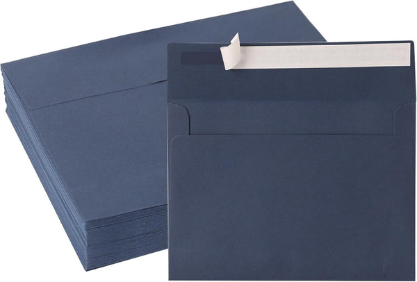 Blue Envelopes, 50 Pack, 5 x 7 Inch A7 Card Envelopes, Navy Blue 120gsm Paper for Invitations, Wedding, Birthday