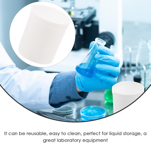 Lab Beaker, PTFE Beaker Acid and Alkali Resistant, High Lubrication White Measuring Cup for Lab (100ml)