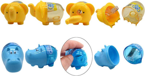 Cartoon Animal Pencil Sharpeners, Cute Two-Holes Plastic Sharpener, School Student Stationery Supplies (Set of 16)