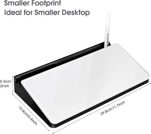 Varhomax Small Glass Desk Whiteboard, Dry Erase Board with Storage Caddy for Office and Home