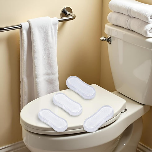 Cauaoa 8Pcs Set, Transparent Toilet Seat Bumper Silicone Strong Adhesive Toilet Seats Lid Bumpers, Toilet Seat Buffers