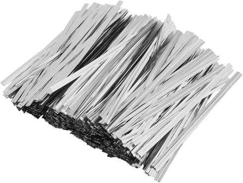 Saluaqui 3200PCS 10cm Packaging 4 Pack (10cm/3200 Colored Ties Ties Butt Silver PET for Bread Bakery Secure Sealing