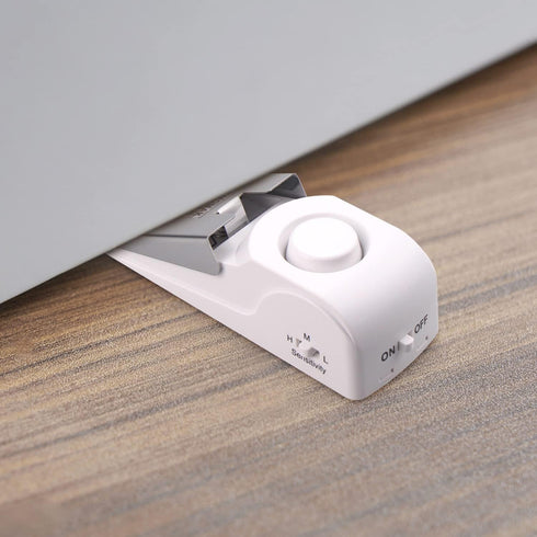 EMDMAK Door Stop Alarm with 120DB Siren - Door Stop for Home & Travel (White) Pack of 4