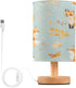 ALAZA Cute Fox Maple Leaf Bedside Table Lamp with USB Port for