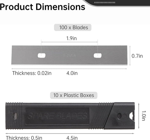 4" 100 Scraper Blades, Pcs Replacement Scraper Razor Blades, Ultra-sharp Scraper Razor Blades, Single-Edge Razor Blades