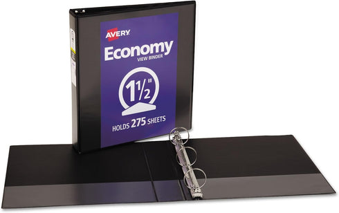 Avery 05725 Economy View Binder, Round Ring, 1-1/2-Inch Cap.,11-Inch x8-1/2-Inch , BK by AVERY