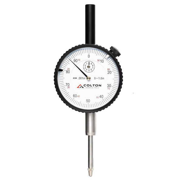 Colton 1" Dial Indicator 0.001" Graduation with Flat and Lug Back, Case Included, Black