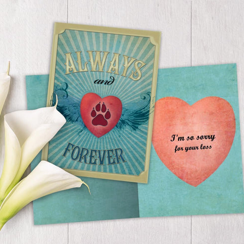 Tree-Free Greetings Forever Friends Pet Sympathy Card Assortment - 5 x 7 Inches, 8 Cards and Envelopes per Set