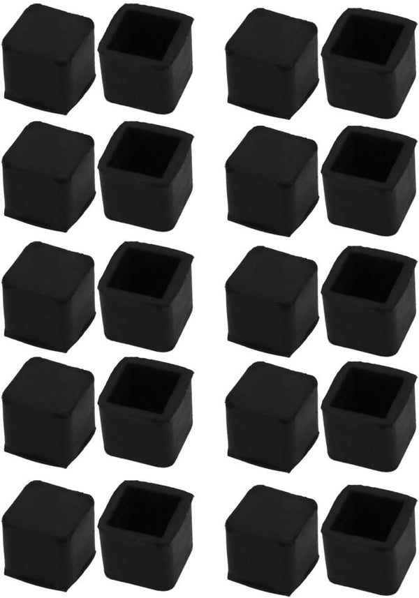 uxcell 20Pcs Square Rubber Leg Tip Cap for Furniture Table Chair, 15mm X 15mm