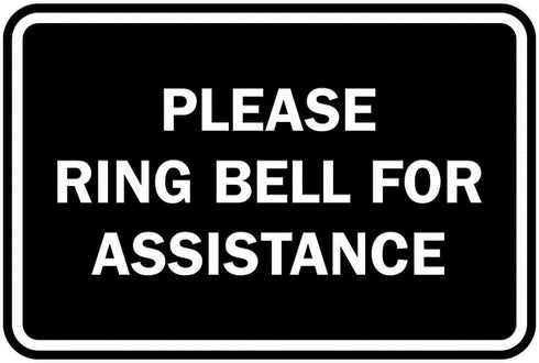 Signs ByLITA Classic Framed Please Ring Bell For Assistance Wall or Door Sign - Durable Material (Black) - Small (1