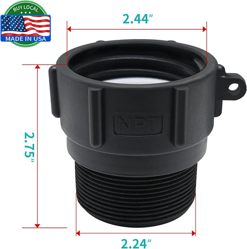 275 330 Gallon IBC Tote Adapter 2" Female Buttress Coarse Thread x 2" Male NPT Pipe Thread IBC Tote Connector Food Grade Water Tank Adapter (2) by BZGREEN