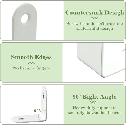 20PCS (1.2x1.2 Alise L Bracket Corner Brace,White Stainless Steel L Brackets for Shelves,Heavy Duty Shelf