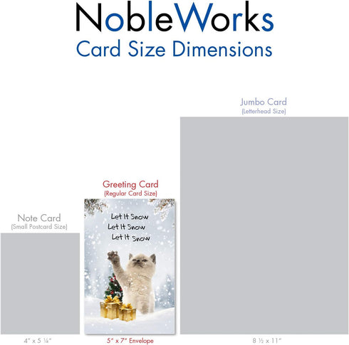 NobleWorks 12 Boxed Christmas Greeting Cards - Funny Animal Humor Holiday Bulk Set for Men, Women (1x12 Design) - Cat