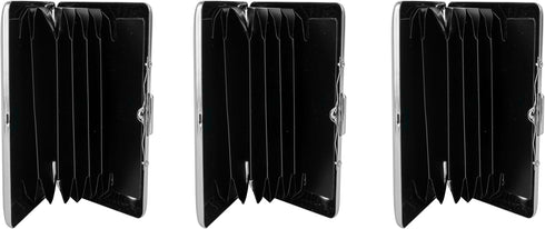 Stephanie Imports Set of 3 Chrome-Plated Credit Card Holders with Accordion Dividers, Victorian Print