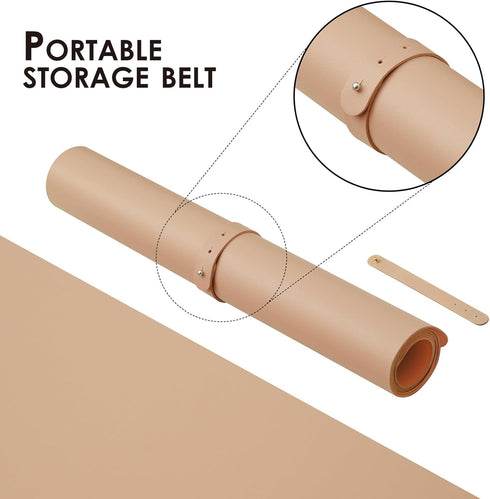 Dual Sided Leather Desk Mat - Waterproof Desk Pad for Office and Home, Ideal for Large Mouse Pad (Apricot+Orange,