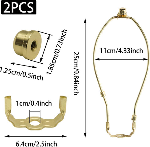 Mormchlots 2set Lamps(8inch) Durable Lamp Shade Harp Holders and Matching Top Finial,Detachable Lighting Accessories