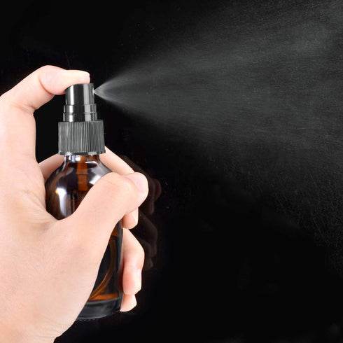 12 Pack 2oz 60 ml 1 Brush,2 Sprayers,2 Funnels,3 24 Amber Glass Spray Bottles with Fine Mist Sprayer & Dust Cap