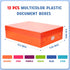 Pinkunn 12 Pcs Multicolor Plastic Document Boxes, 12.2 x 9.06 x 3.35 Inch Keepsake Storage with Lid