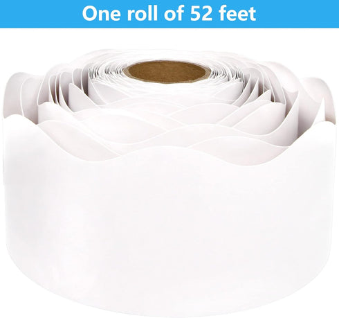 White Scalloped Bulletin Board Border, 52ft Trim for Classroom One Roll