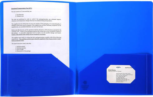 Business Source 20880 Poly Portfolio, 2 Pocket, LTR, .3mil, Blue