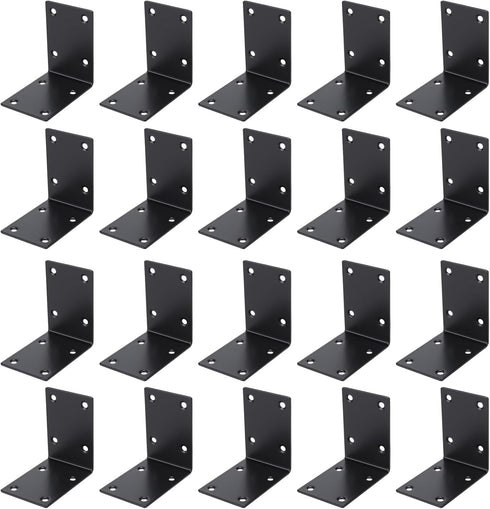 NINGWAAN 20 PCS L Corner Brackets, Stainless Steel Black Joint Right Angle Bracket,