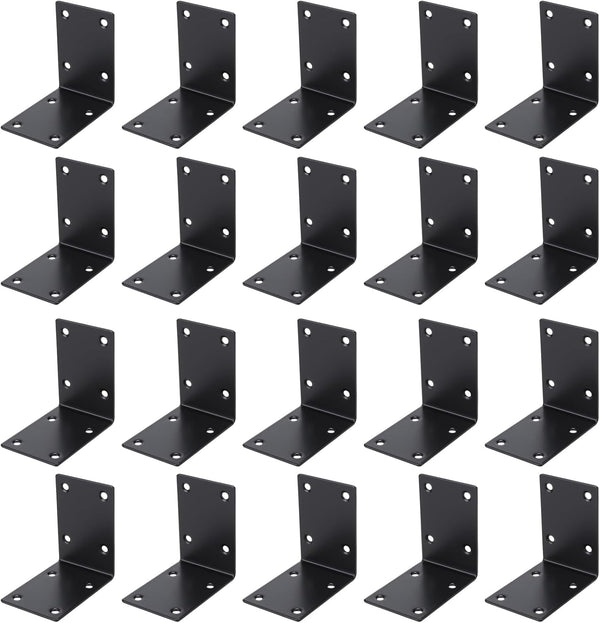 NINGWAAN 20 PCS L Corner Brackets, Stainless Steel Black Joint Right Angle Bracket,