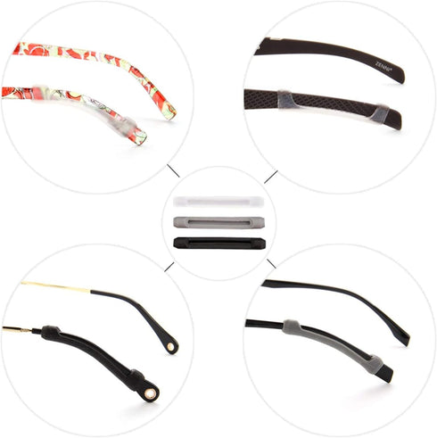 YR Soft Silicone Eyeglasses Temple Tips Sleeve Retainer, 5 Pairs - Anti-Slip Comfort for Glasses, Black