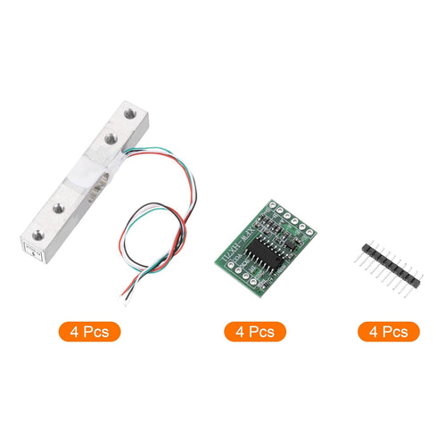 MECCANIXITY 4 Set Digital Load Cell Weight Sensor 20KG + HX711 Module, 24 Bit Precision A/D for DIY Kitchen Scale Kit
