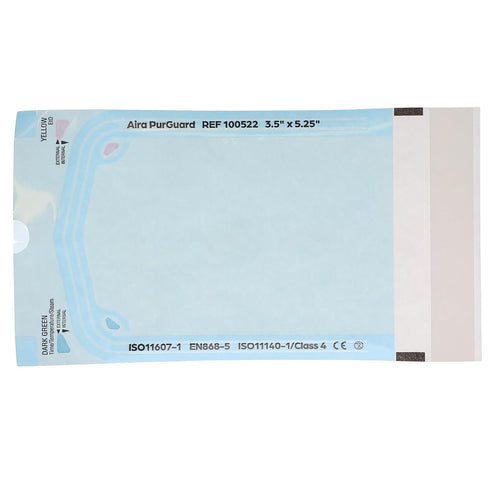Aira 100522 PurGuard Self-Sealing Sterilization Pouches 3.50" X 5.25" Paper/Blue Film 200/Bx