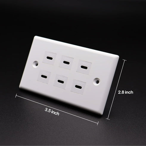 USB C Charger Wall Outlet Plate, LOKEKE 6 Ports USB Type C Power Wall Outlet Plug Plate, White