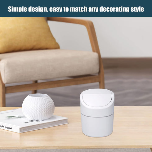 Mini Desk Trash Can with Lid, 180 Pcs Swing-Lid Tiny Countertop Garbage Bin, Small Plastic Waste Basket