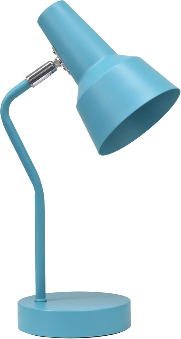 Simple Designs LD1078-CYN 15.2" Sleek Essentials Metal Cone Shade Desk Lamp with