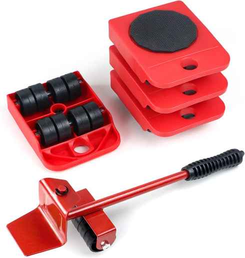 Furniture Dolly with 4 Wheels & Lifter, Heavy Duty Moving Tool Set, 330 Lbs Capacity for Couch, Refrigerator, Bed