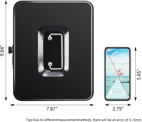 9.84"x 7.87"x 3.54" KYODOLED Large Cash Box with Combination Lock Safe Metal Money Box with Money Tray for Security
