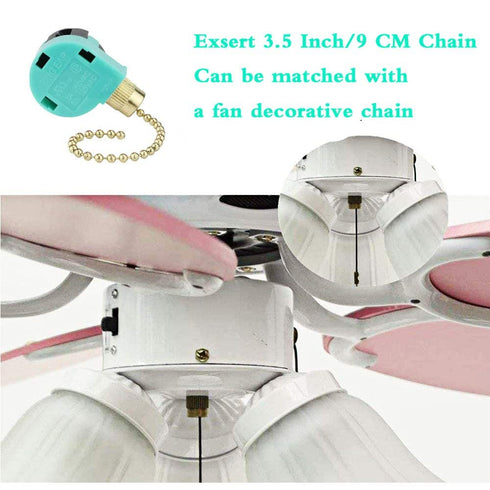 Ceiling Fans Switch Zing Ear ZE-268S6 - 3 Speed 4 Wire Pull Chain Cord Appliances Switch Speed Control Replacement