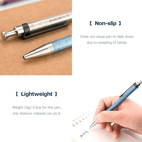 Titanium Ballpoint Pen with Clip - EDC Pocket Pen, Blue