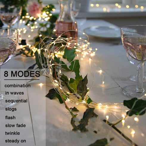 10 200 VOOKRY Strands LEDs Hanging Twinkle Fairy Lights Battery Operated with Remote, Waterproof Waterfall Vine String