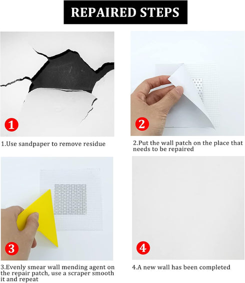 13 Pack Drywall Repair Kit, 2 Inch Dry Wall Patch Kits for Ceilings with Scraper and Sandpapers for Hole Repair