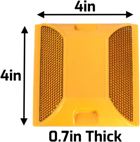 Pack 10 4 4 inch Road Reflectors of | by Street Pavement & Asphalt Stud Markers | Great Reflecting for Speed Bumps